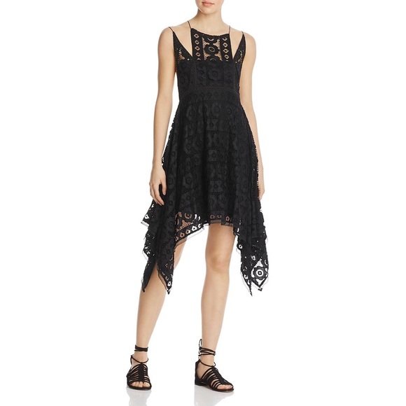 Free People Dresses & Skirts - Free People Black Asymmetrical Lace Dress Backless